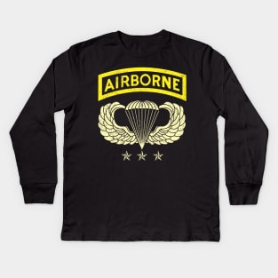 Airborne Paratrooper T-shirt White Jump Wings Airborne Tab Kids Long Sleeve T-Shirt